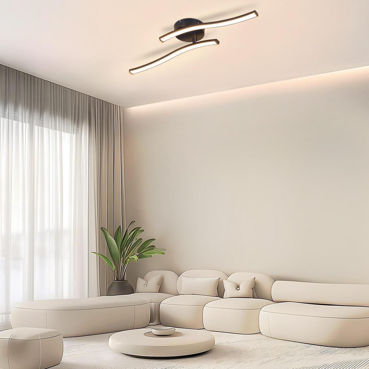 LED-DECKENLEUCHTE Kotz 10/51.5/7.3cm - Schwarz, Kunststoff (51.5/10/7.3cm) - Nettlife