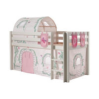 KINDERBETT Karolina 210x114x106 Massivholz Weiß Textilset Burg 4 - Hellgrau/Weiß, Holz (90/200cm) - 58aufmkessel