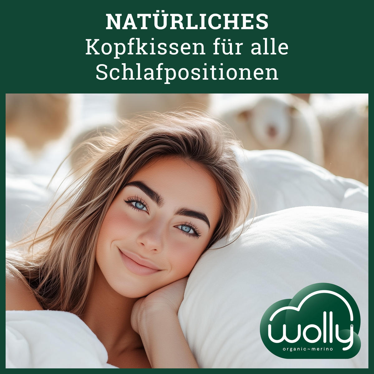 KOPFKISSEN MERINOWOLLE Schurwolle medium - Weiß, Naturmaterialien/Textil (80/80cm) - wolly