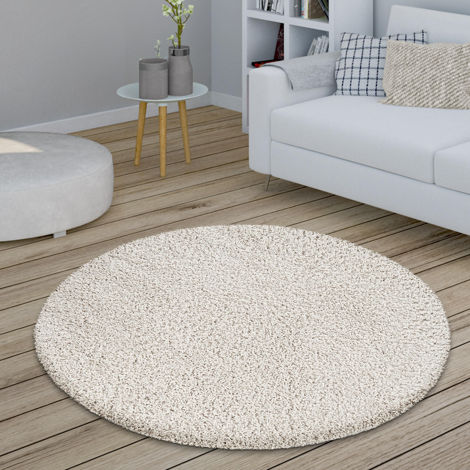HOCHFLORTEPPICH 80/80 cm Sky 250 - Creme, Textil (80/80cm) - Paco Home