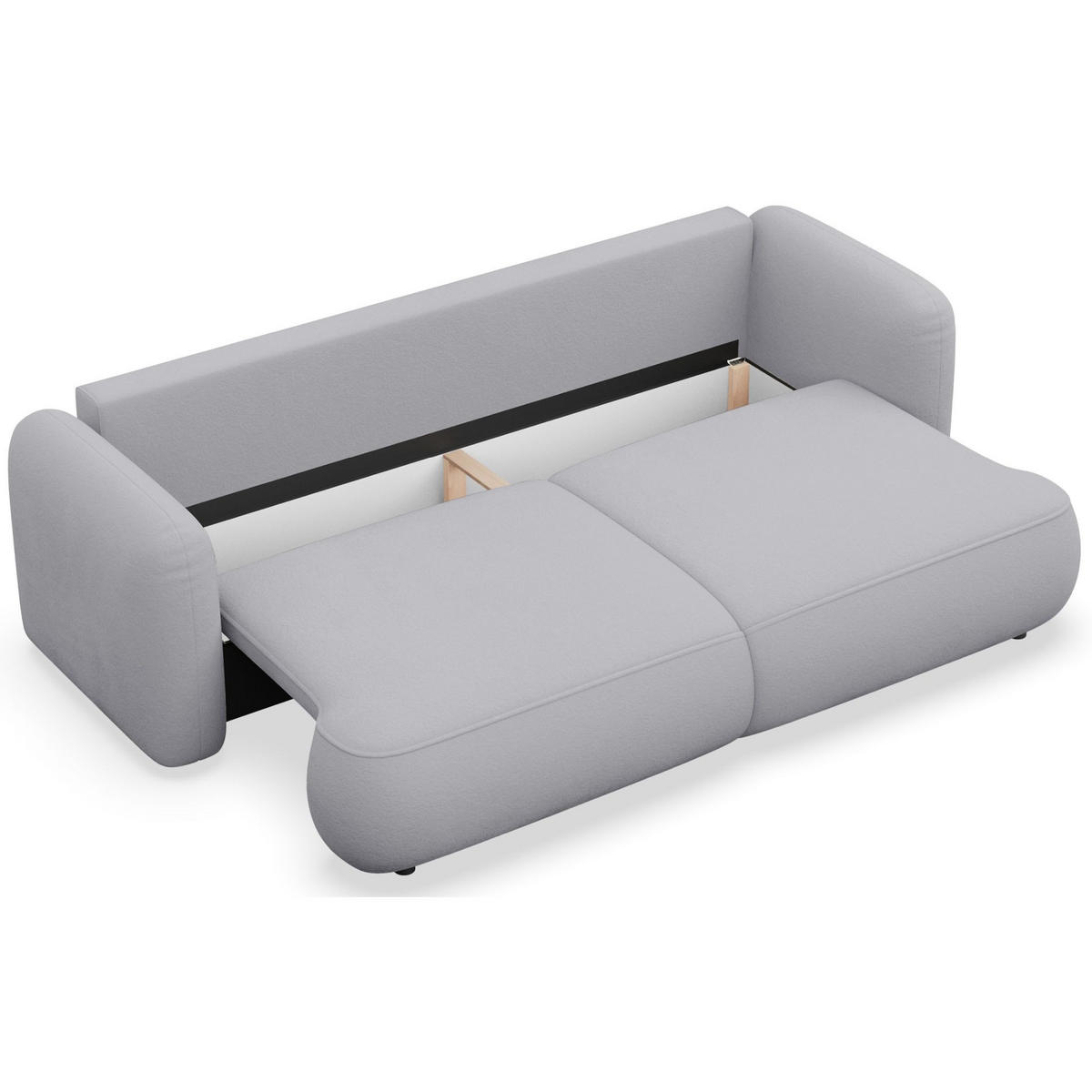 3-SITZER SCHLAFSOFA Tvoya Hellgrau Chenille - Hellgrau/Schwarz, Kunststoff/Textil (253/82/110cm) - Selsey