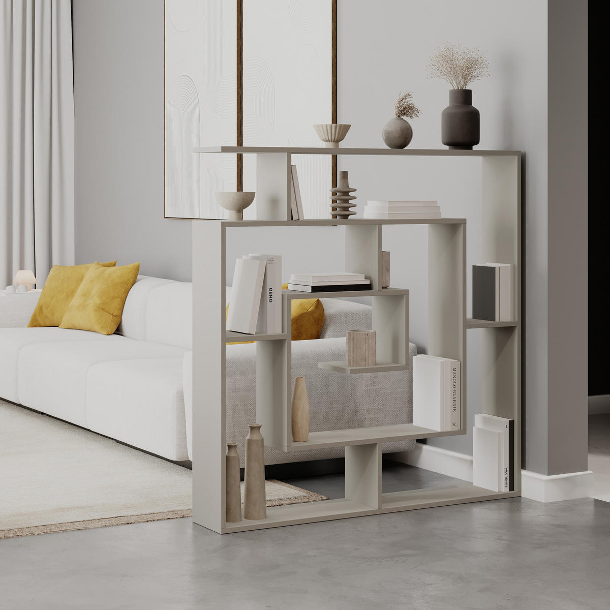 BÜCHERREGAL Labirent Sandstein 125/22/129 cm - Sandfarben, Holzwerkstoff (125/128.6/22cm) - Decortie