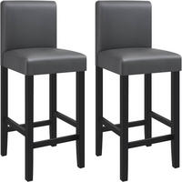 BARHOCKER 2er Set, Massivholz, Antirutschgummi, Kunstleder - Grau, Holz (41.5/110.5/48cm) - Woltu