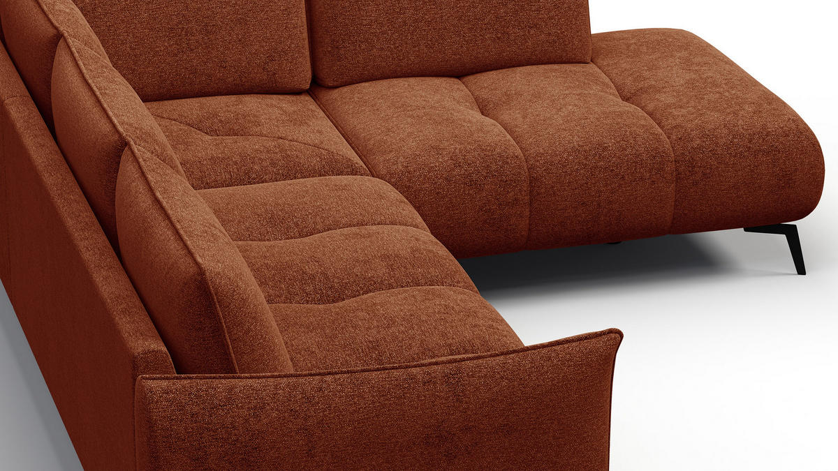 ECKSOFA AERA 5-Sitzer rechts, orange - Schwarz/Orange, Holz/Textil (268/206cm) - Courtois Laville