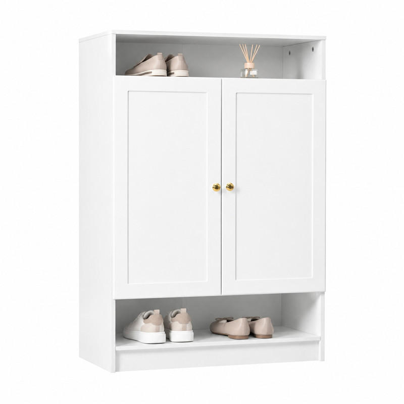 SCHUHSCHRANK mit verstellbaren Einlegeböden 146 x 34 x 109 cm Weiß - Weiß, Holzwerkstoff (34/109/146cm) - Beauniv