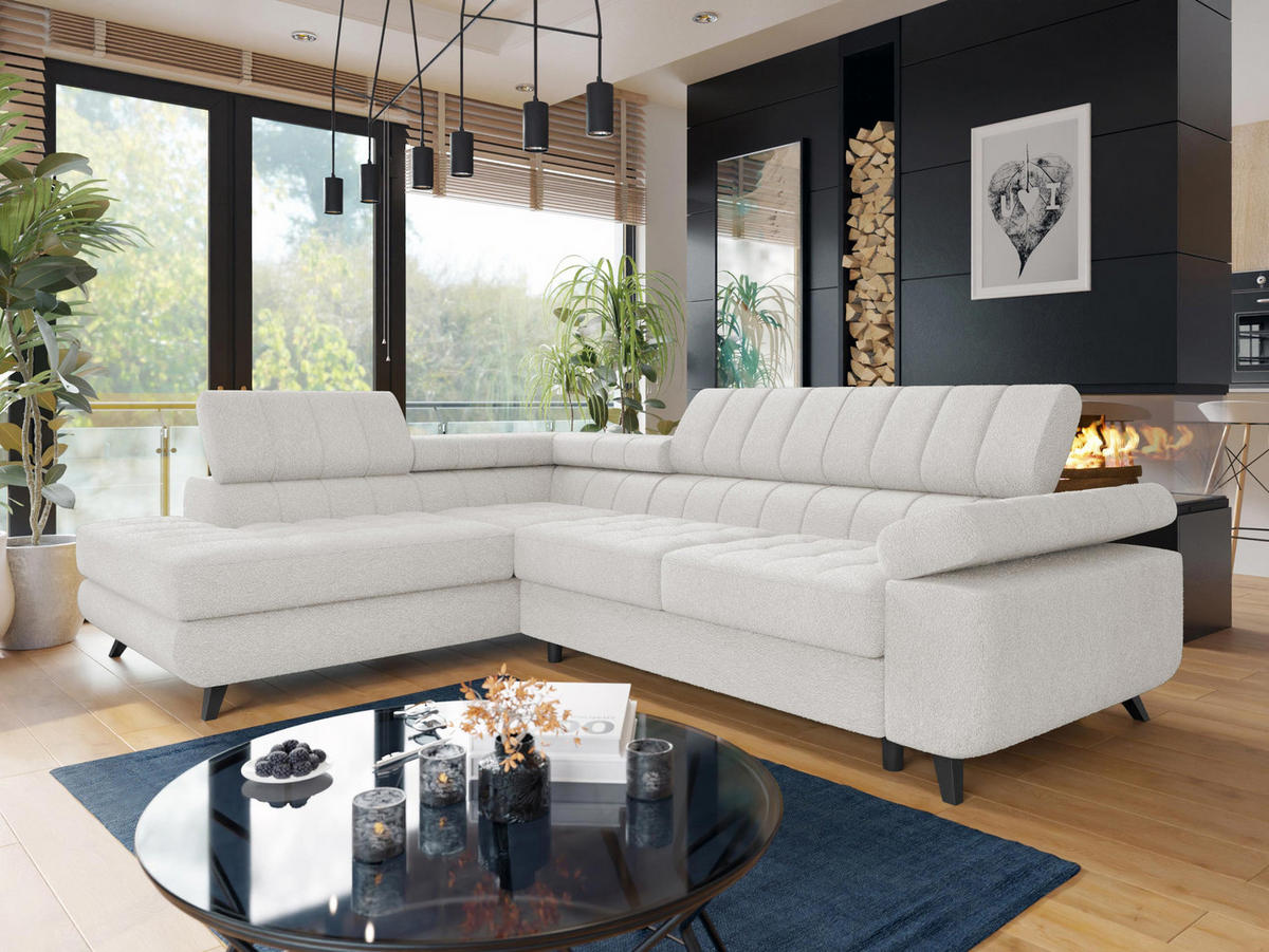 ECKSOFA Nord Premium, Seite: Links - Anthrazit/Creme, Holz/Textil (264/203cm) - MIRJAN24