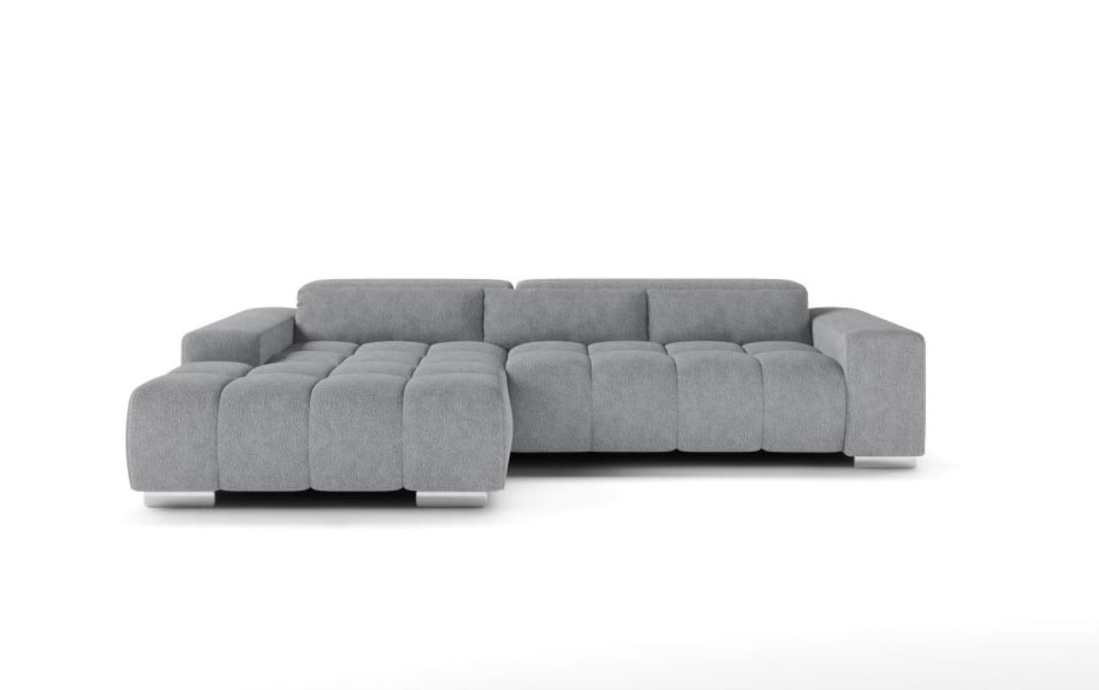 ECKSOFA mit elektronischem Sitzvorschub und verstellbaren Kopflehnen - Chromfarben/Grau, Textil (307/186cm) - Cotta