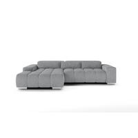 ECKSOFA mit elektronischem Sitzvorschub und verstellbaren Kopflehnen - Chromfarben/Grau, Textil (307/186cm) - Cotta
