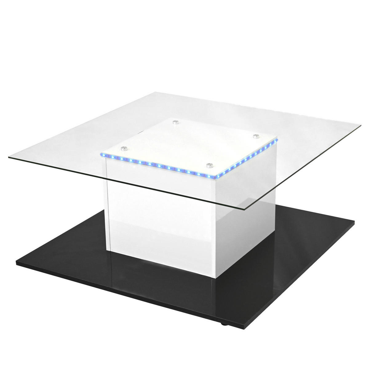 COUCHTISCH aus Glas 80x40x80 cm in Weiß mit LED-Beleuchtung - Weiß, Holzwerkstoff (80/80/40cm) - Modfu