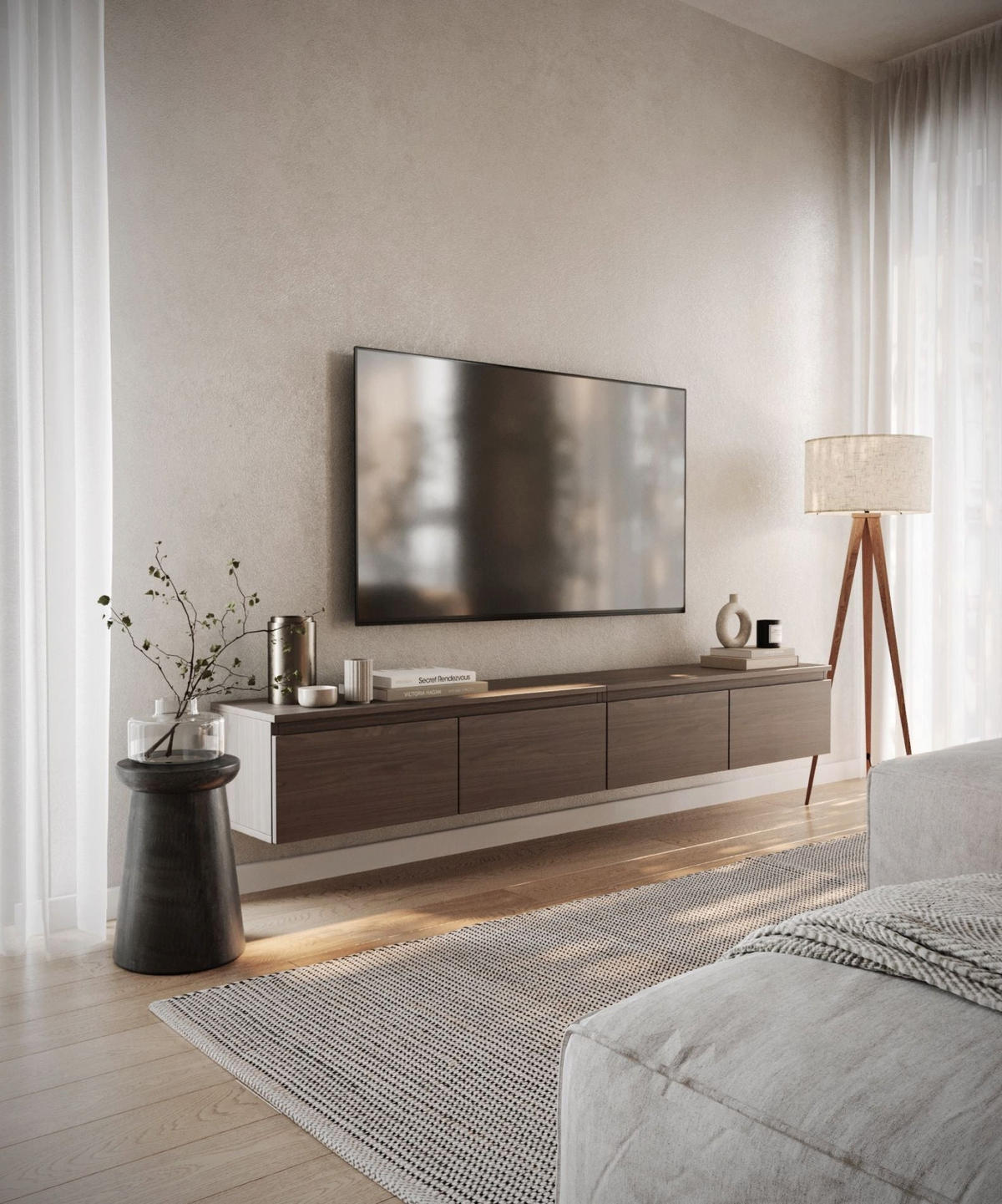 TV-LOWBOARD Bemmi Walnuss Wisconsin 200/28/32 cm - Dunkelbraun, Holzwerkstoff (200/28.4/31.8cm) - Selsey