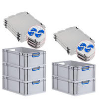 EUROBOX 5x Nextgen Color Mit Auflagedeckel 22x40x60cm Griffe Blau Offen - Blau, Kunststoff (40/22/60cm) - PROREGAL