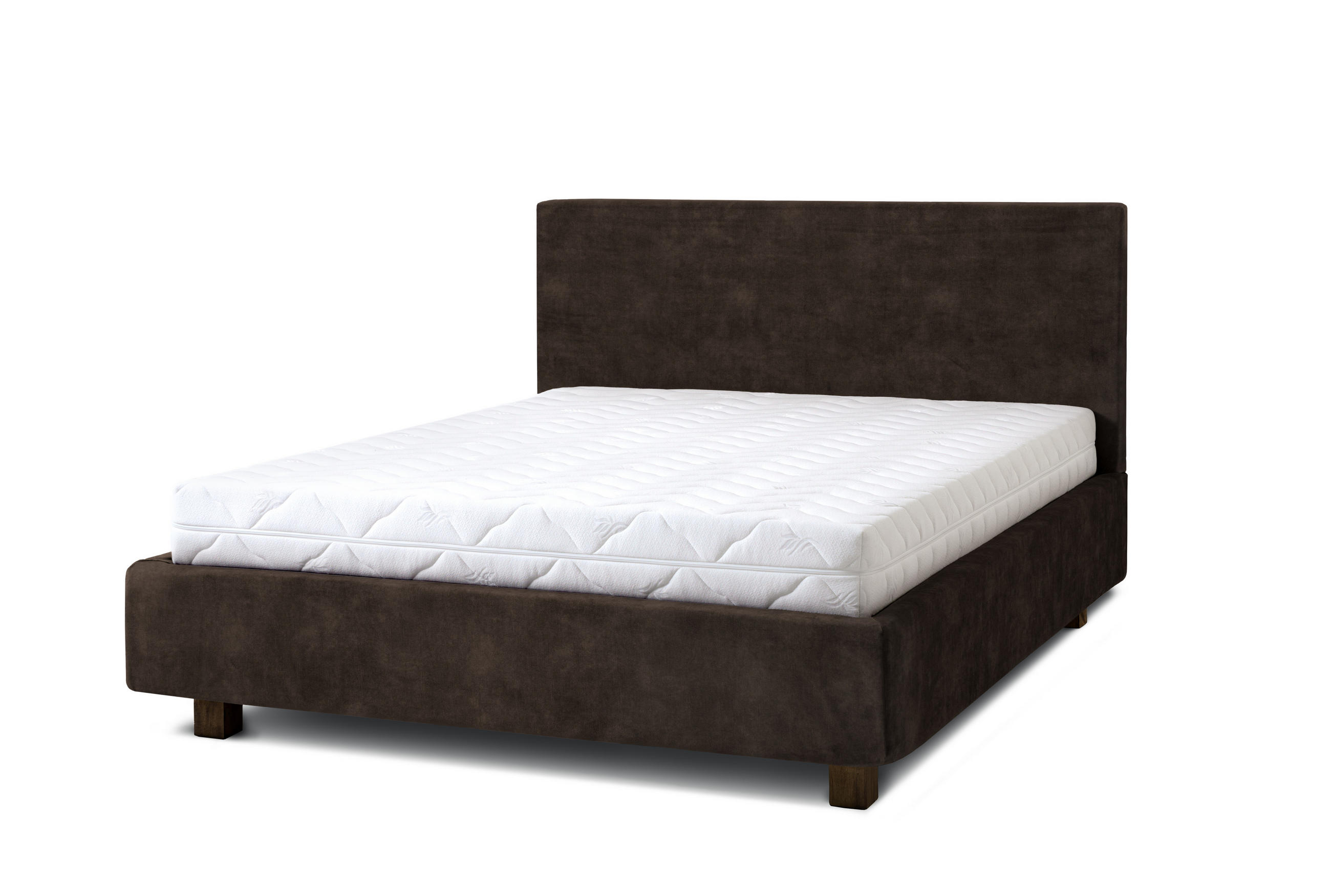 POLSTERBETT Puro Grande 160x200 in Plüsch Chocolate - Dunkelbraun, Holz (160/200cm) - Letti Moderni