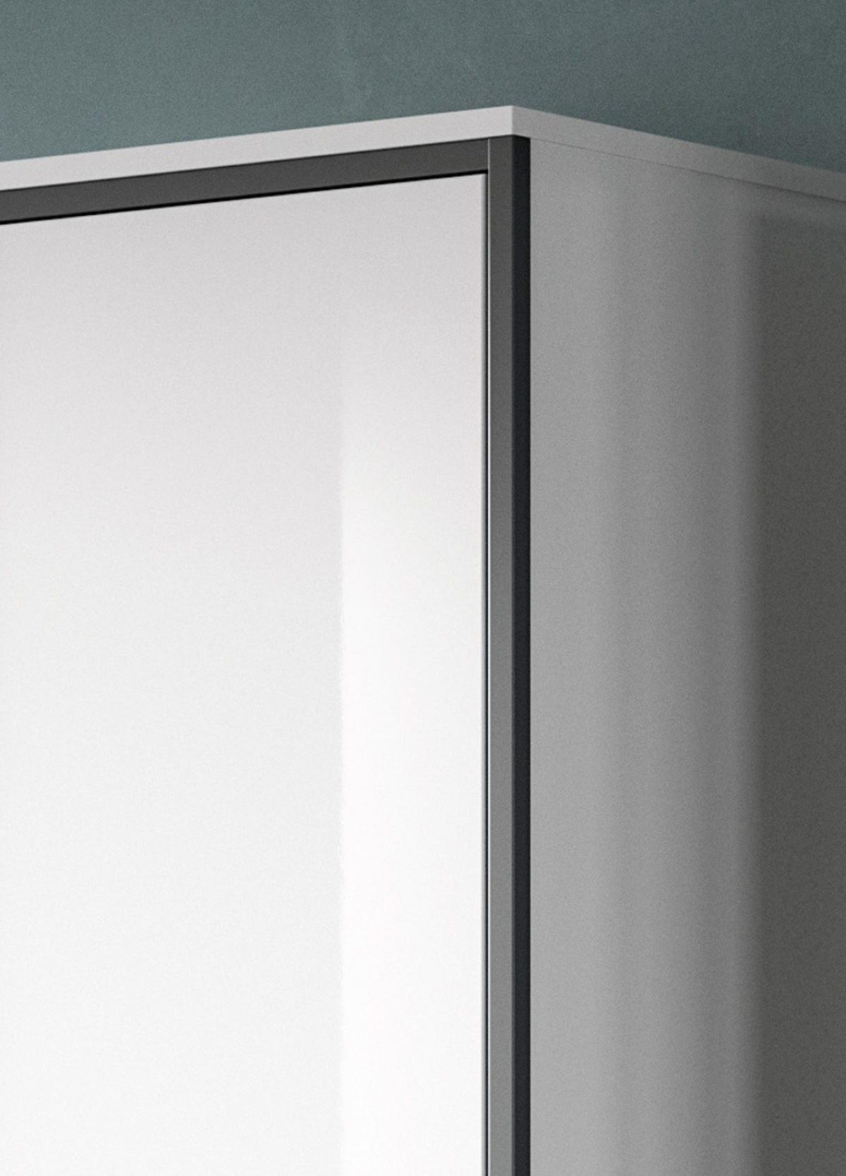 MIDISCHRANK weiß Hochglanz, grau 40 x 139 cm, Badkommode mit wechselbaren Türanschlag - Weiß Hochglanz/Schwarz, Glas/Holzwerkstoff (40/139/34cm) - Inn.Furn