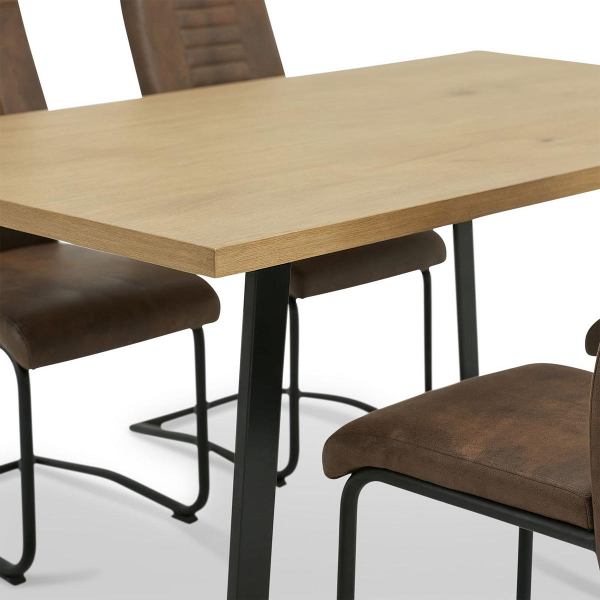 ESSGRUPPE VIDAGO ALBA 5er Set schwarz, Wildeiche, Vintage - Schwarz, Holzwerkstoff - IDIMEX