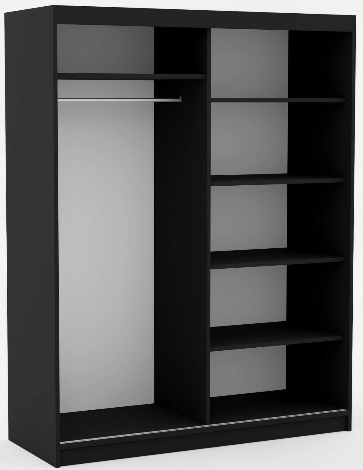 SCHIEBETÜRENSCHRANK Orvena 160 mit Spiegel – Schwarz - Schwarz, Holzwerkstoff (160/205/60cm) - Möblo