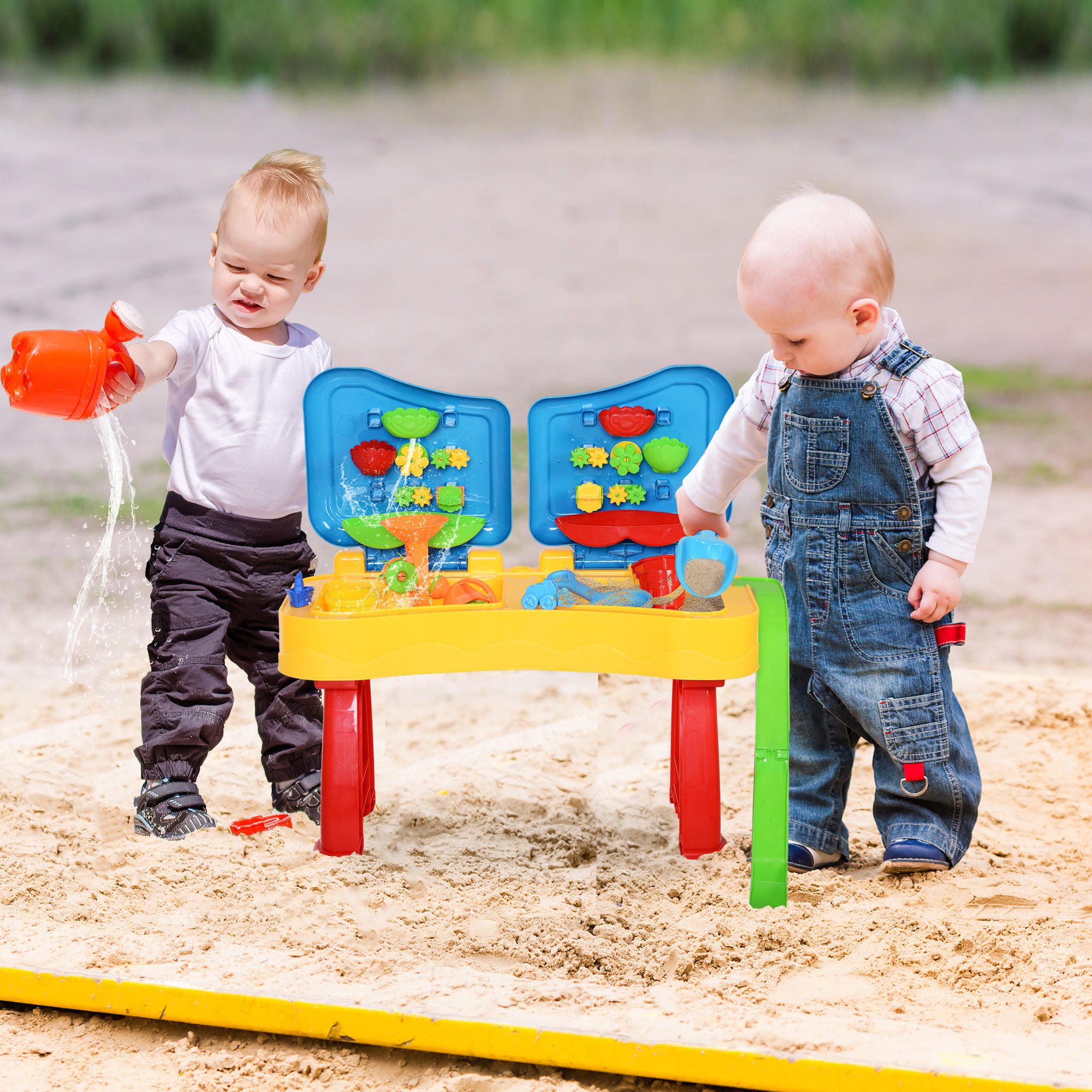 STRANDSPIELZEUG, Blau+Gelb+Rot, Kunststoff - Blau, Kunststoff (73/35/70cm) - HOMCOM