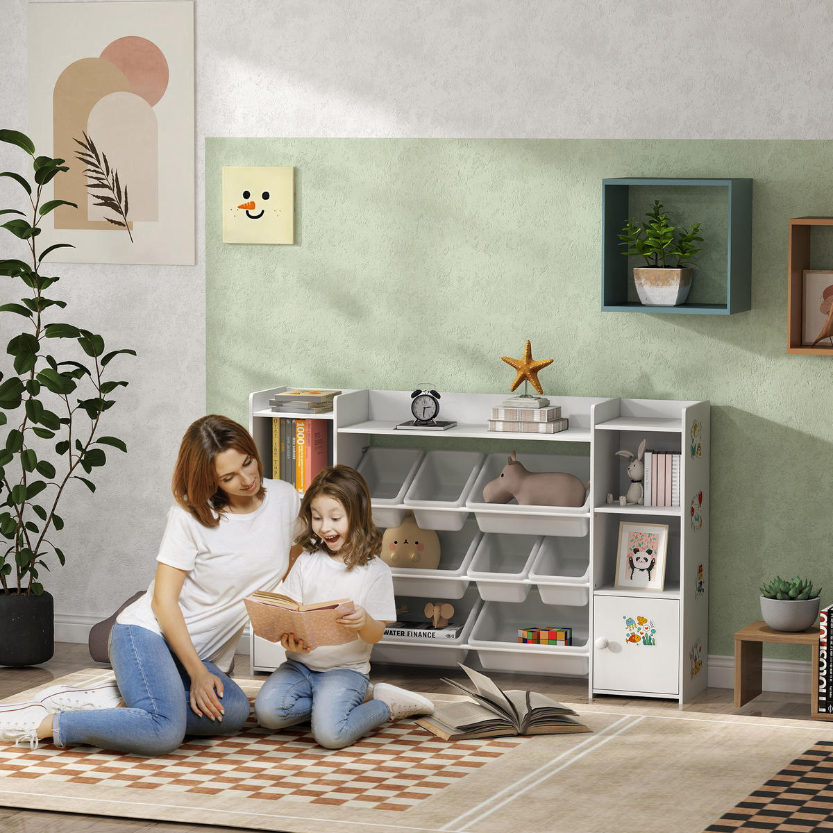 KINDERREGAL DE-17260 8 herausnehmbare Boxen & Bücherregal Weiß - Weiß, Metall (140/90/30cm) - ComfortXL