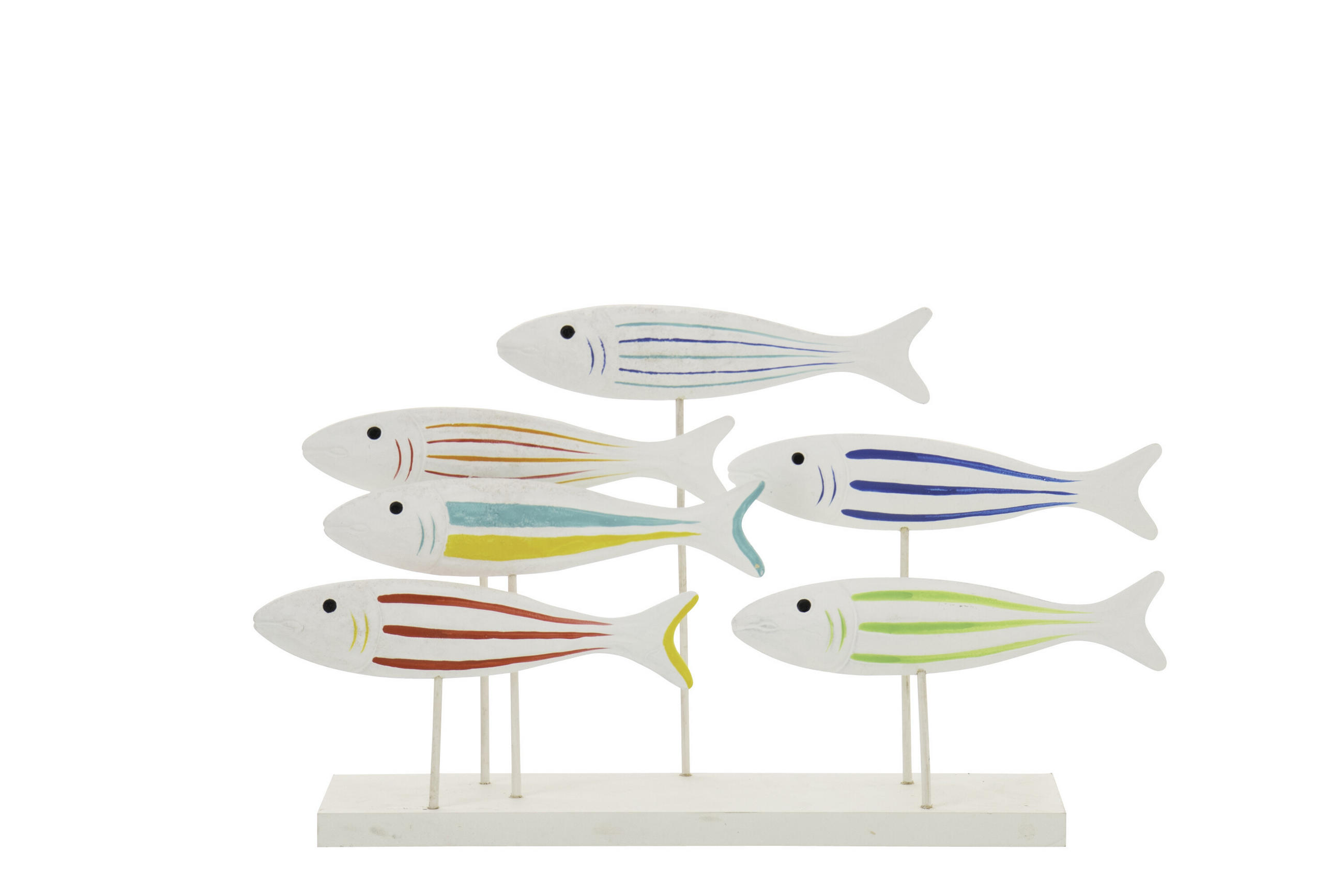 DEKOOBJEKT FISCH AUF FUß GESTREIFT - Multicolor, Holz (10/30/50cm) - J-Line
