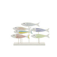 DEKOOBJEKT FISCH AUF FUß GESTREIFT - Multicolor, Holz (10/30/50cm) - J-Line