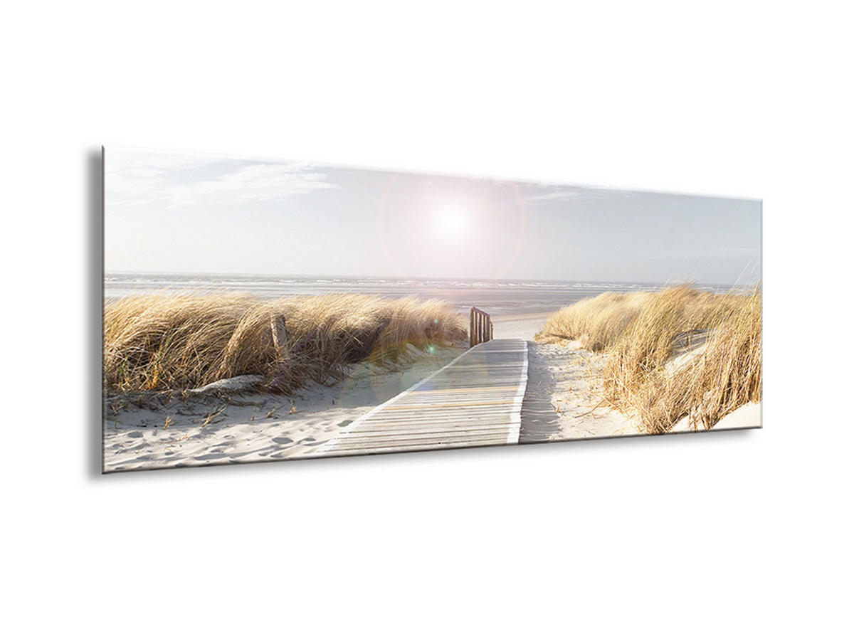 GLASBILD 80x30 cm Strand und Meer - Beige, Glas (80/30cm) - artissimo