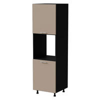 BACKOFENUMBAUSCHRANK Brerra D14/RU/2D RAL 1019 graubeige Matt / Schwarz Matt 60 / 59 / 207cm - Beige/Schwarz, Holz/Holzwerkstoff (60/207/59cm) - Feldmann-Wohnen