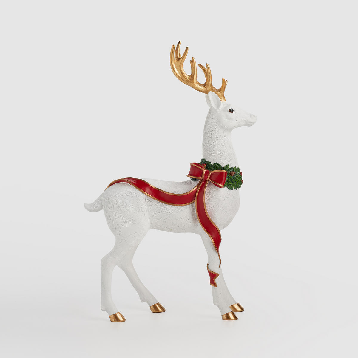 DEKOFIGUR Wreathdeer, Weiß, 55.5 x 11 x 35 cm, Dekorative Weihnachtsdeko - Weiß, Kunststoff (11/55.5/35cm) - home&you