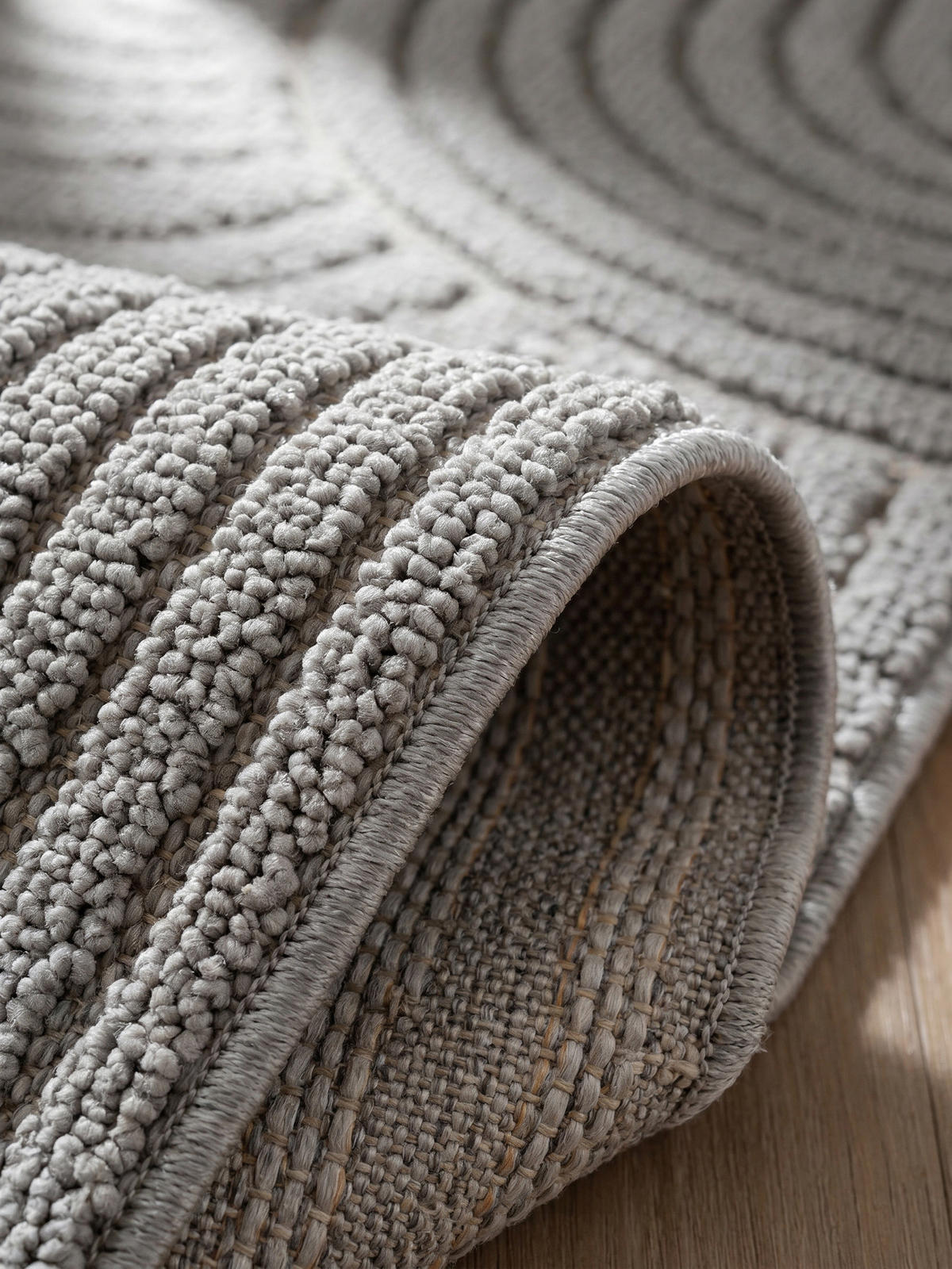 TEPPICH Flachgewebe LANGAU in Silber, mit geometrischen Bögen, 80 x 150 cm - Silberfarben, Textil (150/80cm) - KADIMA DESIGN