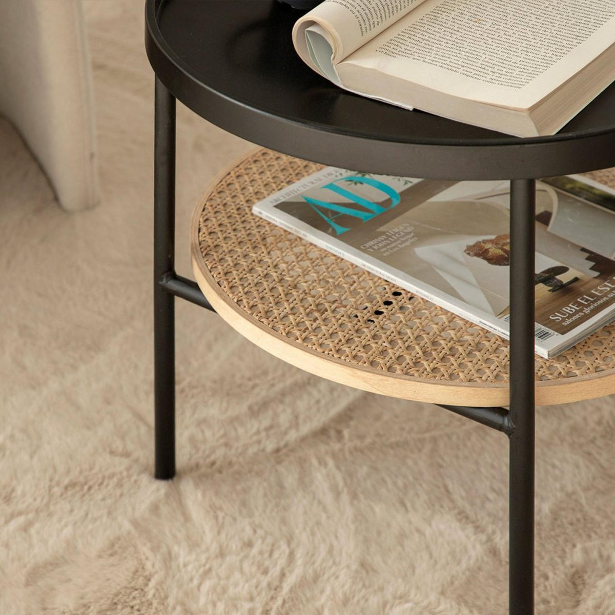 BEISTELLTISCH Niko Schwarz 45 cm x 46,5 cm - Schwarz, Metall (45/45/46cm) - Klast Home