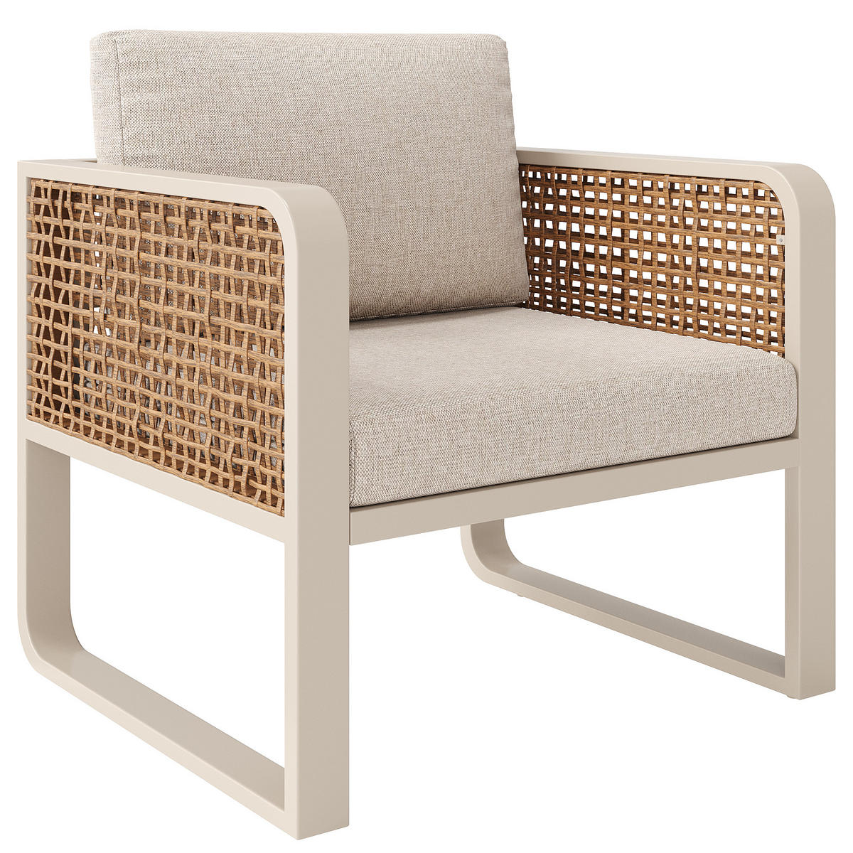 GARTENMÖBEL 178x61x76cm beige aus PE-Rattan - Beige, Metall - Modfu