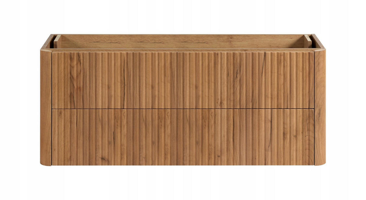 WASCHBECKENUNTERSCHRANK LINEA hängend geriffelt Eiche dunkelbraun 120/48/44 cm - Braun, Holzwerkstoff (120/48.4/43.7cm) - Rodan