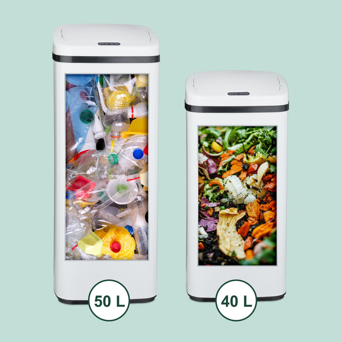 SENSOR-MÜLLEIMER - Weiß, Kunststoff/Metall (33/70/25cm) - Relaxdays