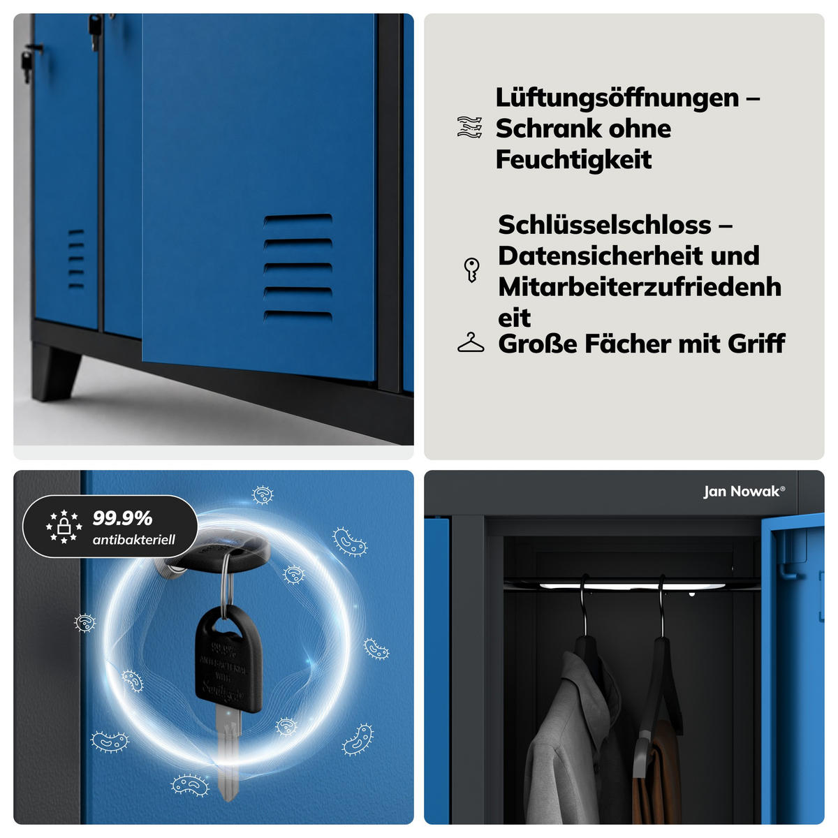 SCHLIESSFACHSCHRANK Bartek - Blau, Metall (136/172/45cm) - Jan Nowak