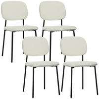 ESSZIMMERSTÜHLE 4er Set Polyester Stahl Weiß - Weiß, Metall (47/85/49cm) - HOMCOM