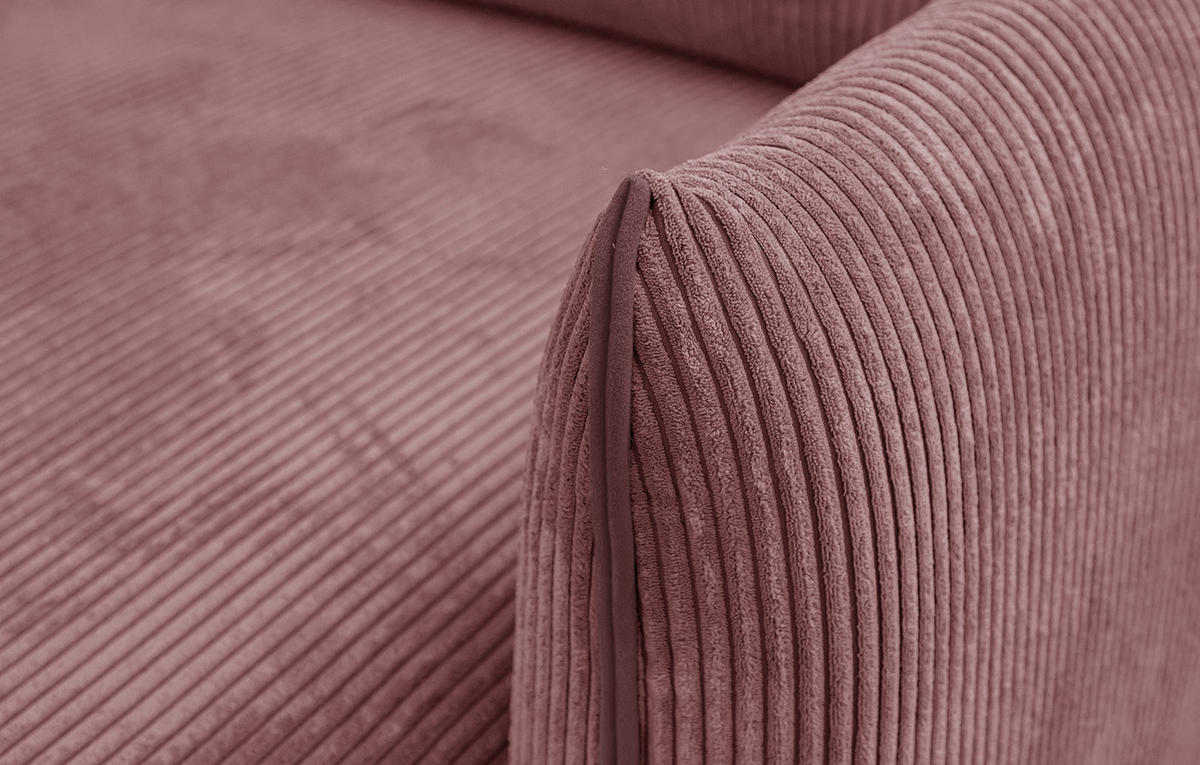 ECKSOFA TAUER 3-Sitzer, altrosa - Schwarz/Altrosa, Holzwerkstoff/Kunststoff (206/173cm) - Courtois Laville