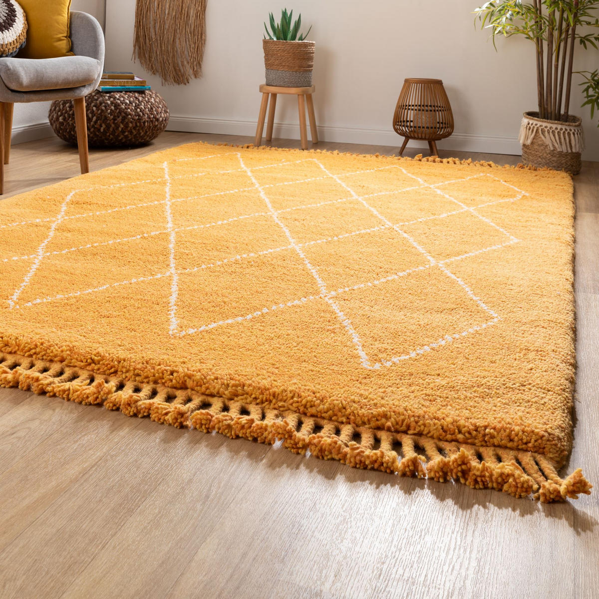 BERBERTEPPICH 140/200 cm Beni - Gelb, Naturmaterialien/Naturmaterialen (140/200cm) - Steffensmeier