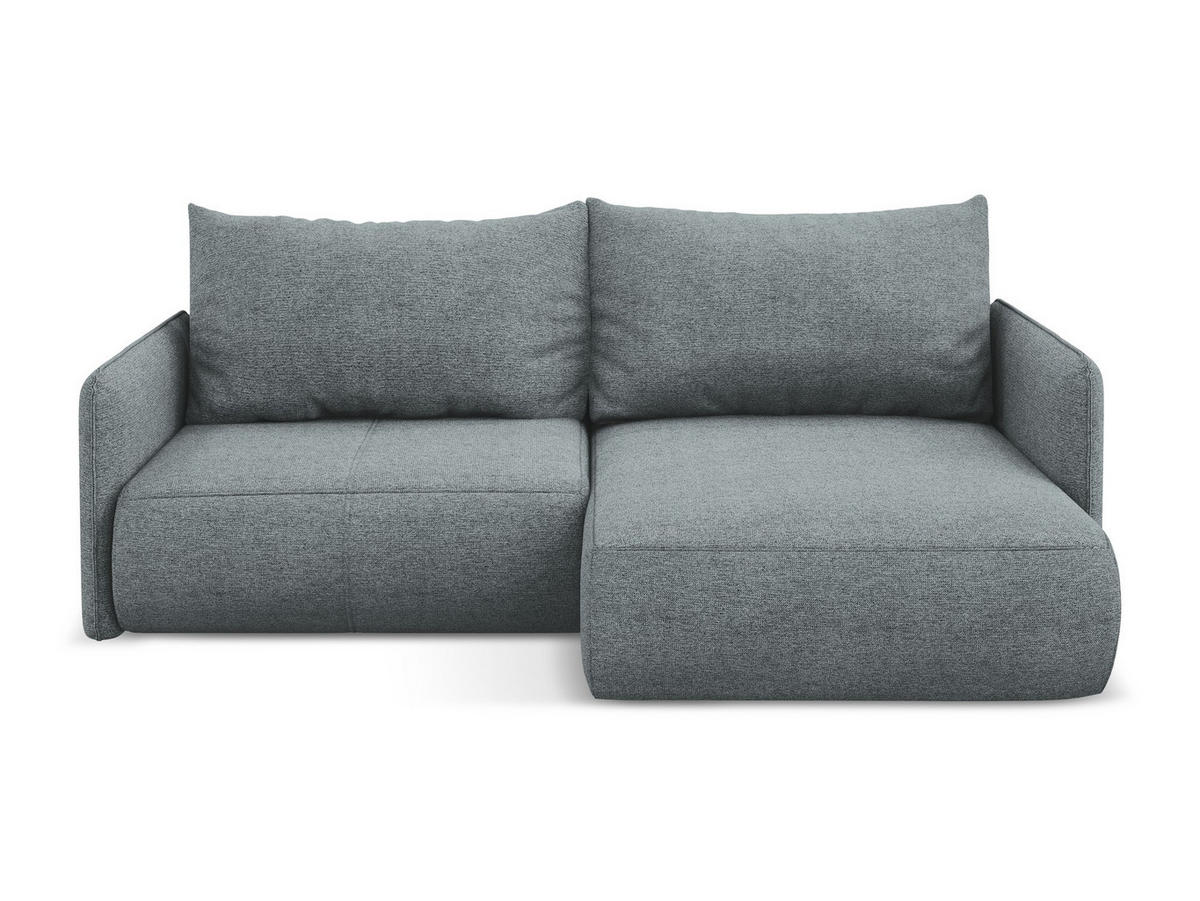 ECKSOFA mit Schlaffunktion Chenille Stoff Blau - Blau/Blaugrau, Kunststoff/Textil (207/148cm) - Makamii