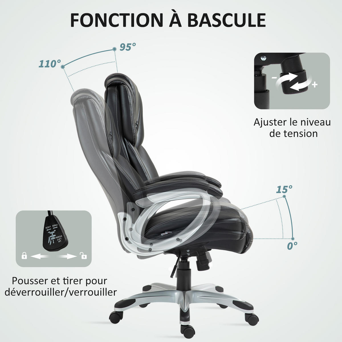 CHEFSESSEL DE-11707 mit Wippfunktion & 360° drehbar Braun - Braun, Metall (75.5/124.5/66cm) - ComfortXL