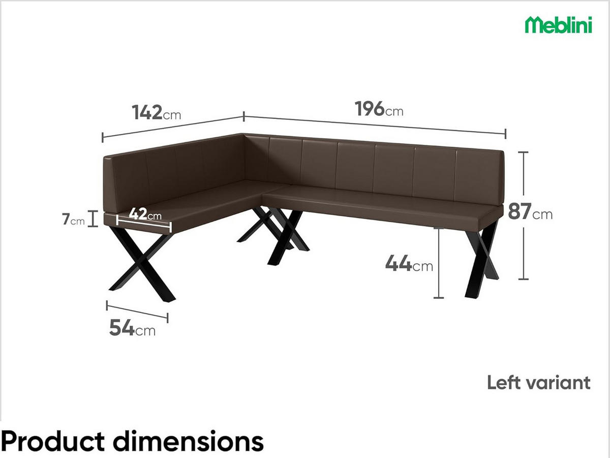 ECKBANK PETER_X - Braun, Leder (142/196cm) - Meblini