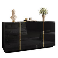 SIDEBOARD MIT SCHUBLADEN ONYX HOCHGLANZ 158 CM PUSH OPEN - Schwarz, Holzwerkstoff (158/81/41.3cm) - Lookway