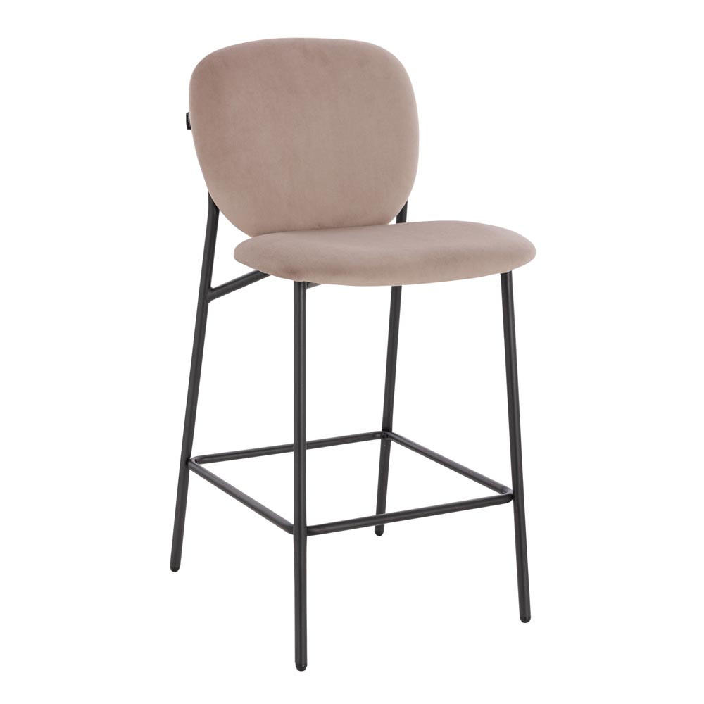 BARHOCKER CELDA - Menge: 1, Farbe: Samt Hellbraun - Hellbraun, Kunststoff (44/93/52cm) - Home Deluxe