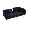 2-SITZER Schlafsofa Samt mit 3-fach verstellbarer Rückenlehne Schwarz 165/72,5/75 cm - Schwarz, Textil (72.5/75/165cm)