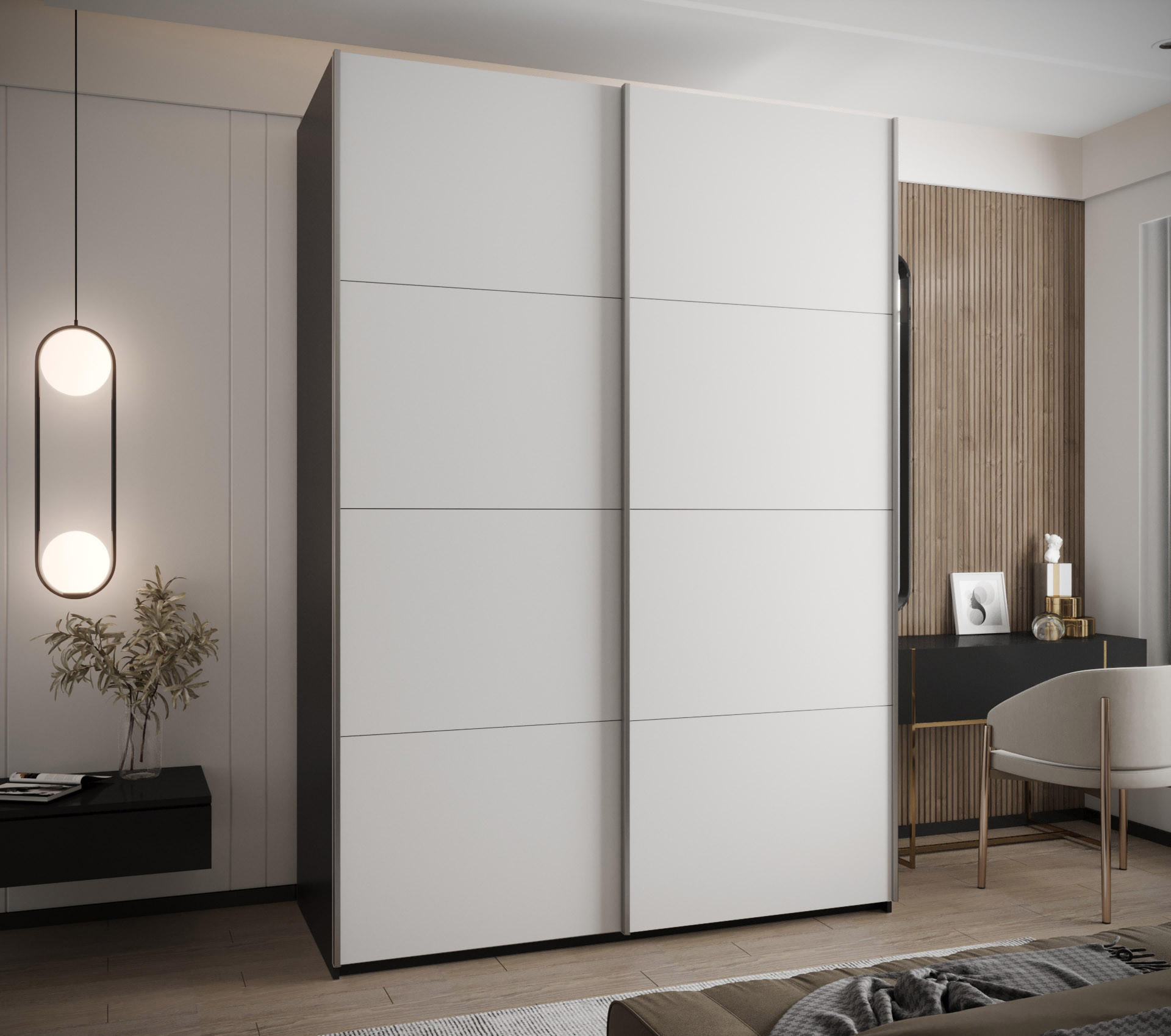 SCHWEBETÜRENSCHRANK 245,5/170/64 2-türig - Silberfarben/Schwarz, Holz/Metall (170/245/64cm) - Abiks Möbel