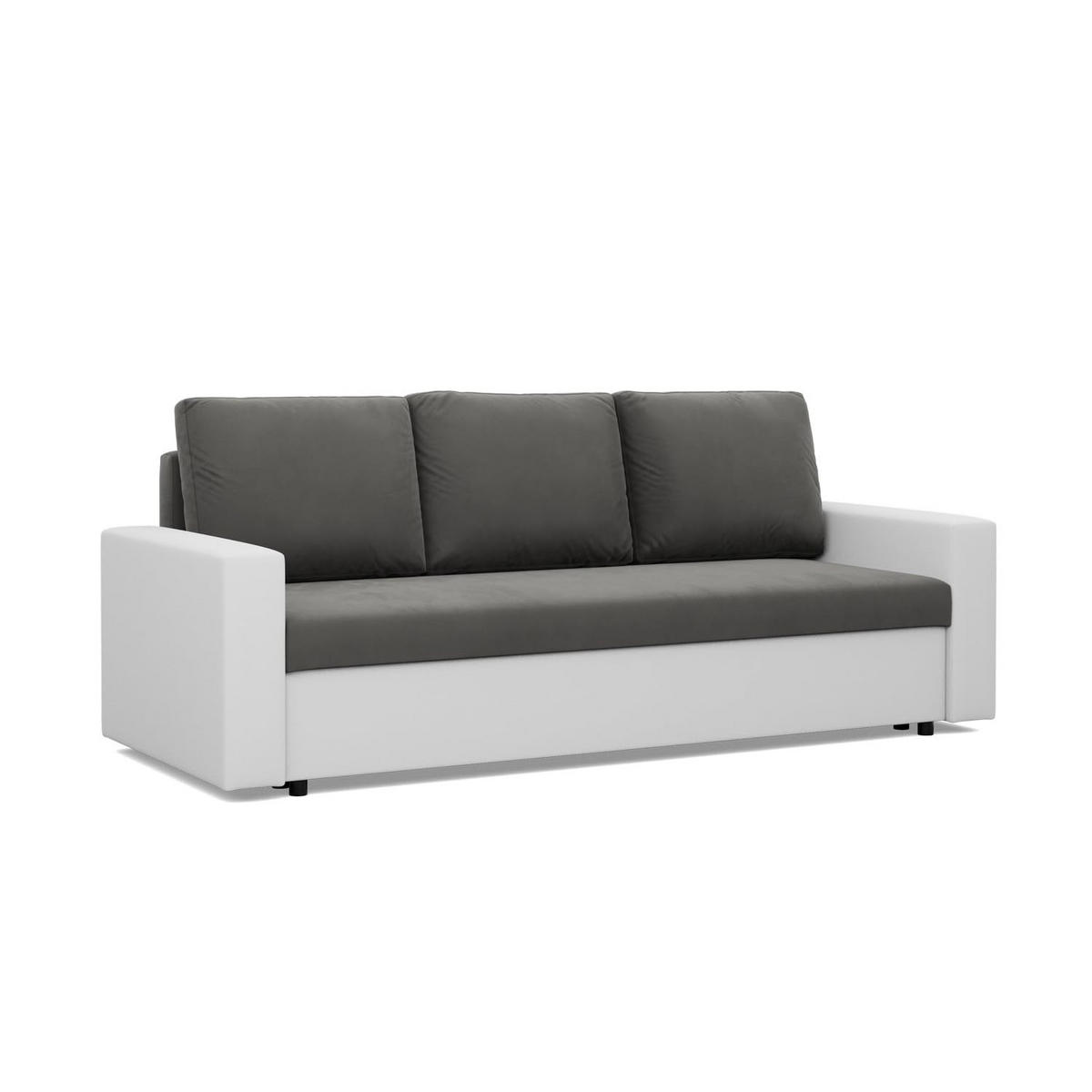 SOFA 3-SITZER MIT SCHLAFFUNKTION LUNA, Dunkelgrau + Grau - Dunkelgrau/Hellgrau, Textil (220/92/92cm)