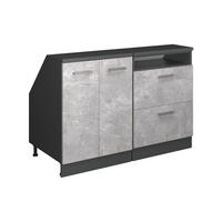 KUHINJSKI ORMAR ZA KOSINE KROVA R-Line Beton 120 cm Set od 2 korpusa ormara, dubina 60 cm - siva/antracit, drvni materijal (120/83.8/60cm) - Vicco