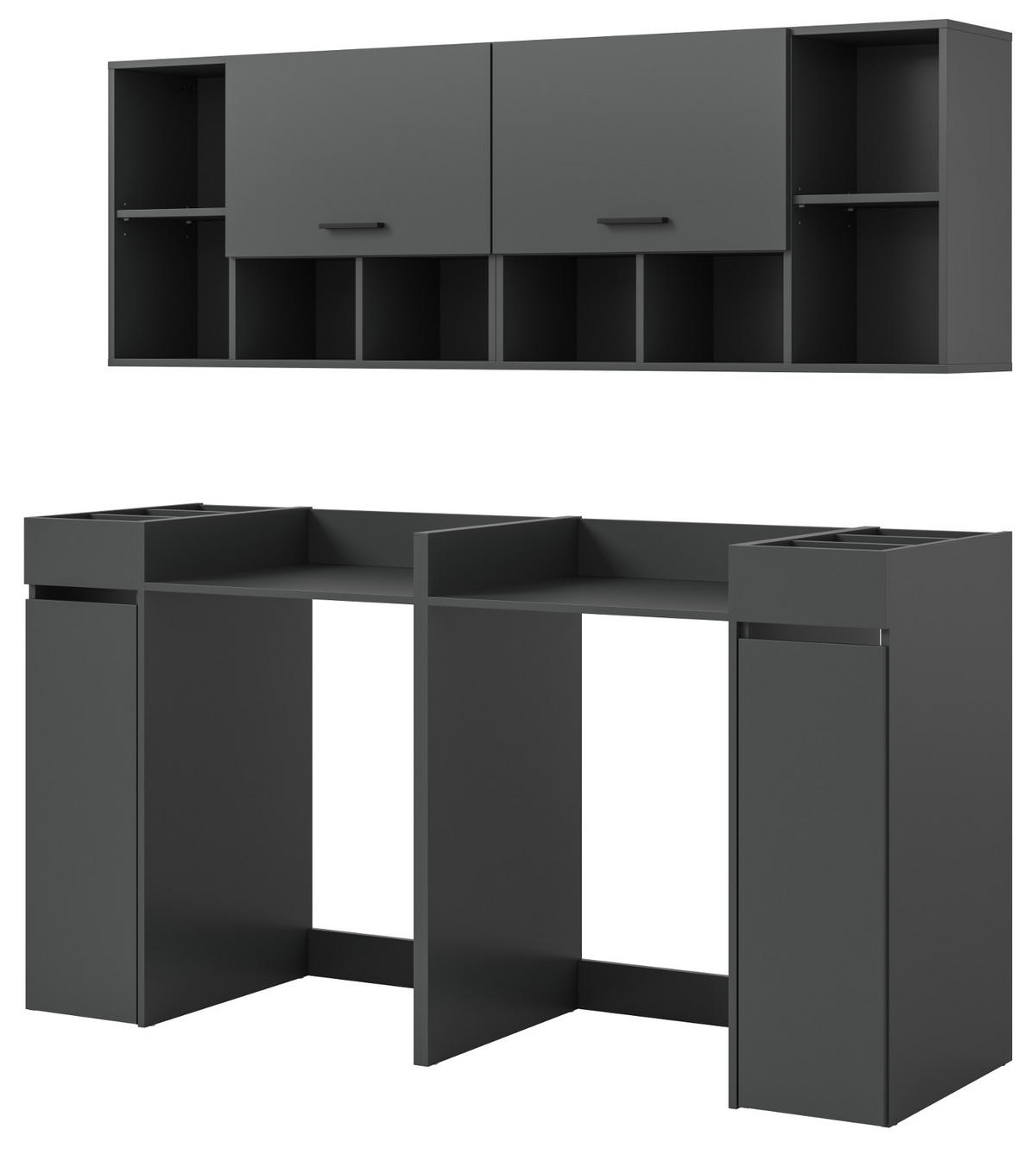 WASCHMASCHINENSCHRANK grau Set 6-teilig 190 cm, Umbau für Waschmaschine und Trockner - Schwarz/Grau, Holzwerkstoff/Kunststoff (190/195/60cm) - Inn.Furn