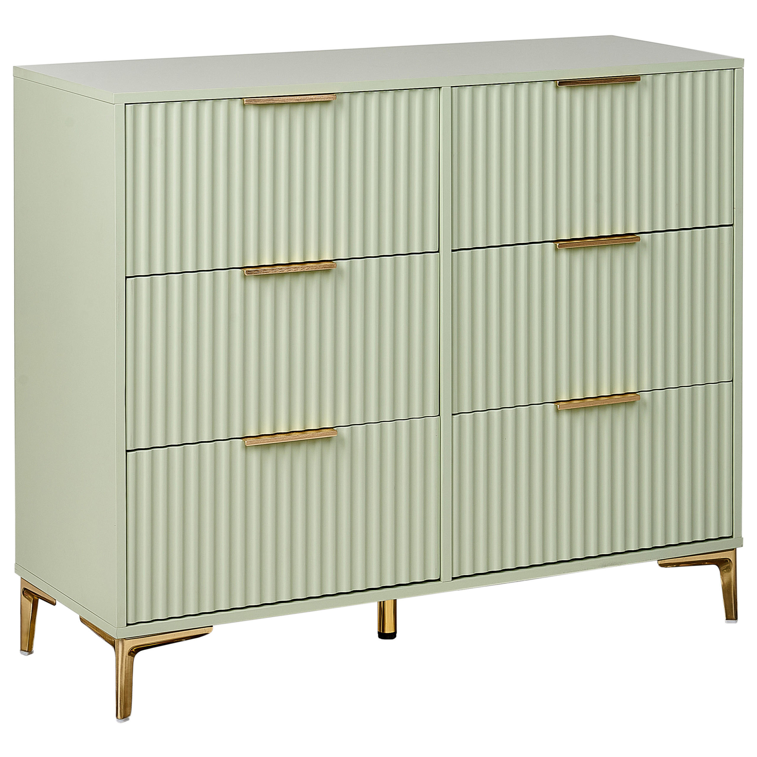 KOMMODE mit 6 Schubladen Hellgrün Walcott - Hellgrün, Holzwerkstoff (108/89/40cm) - Beliani