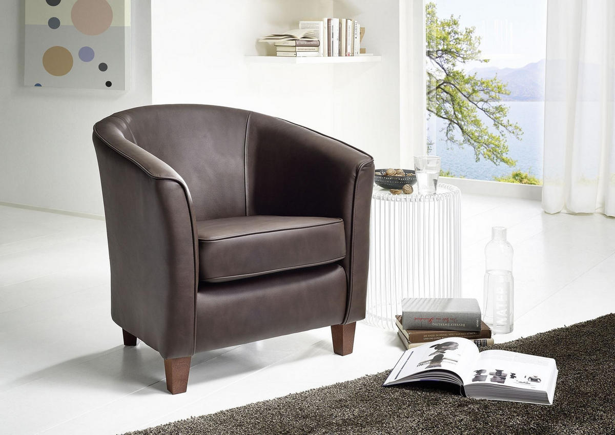 SESSEL Karine Bezug pigmentiertes Nappaleder Buche nussbaum dunkel / braun - Braun, Kunststoff (70/74/70cm) - 58aufmkessel