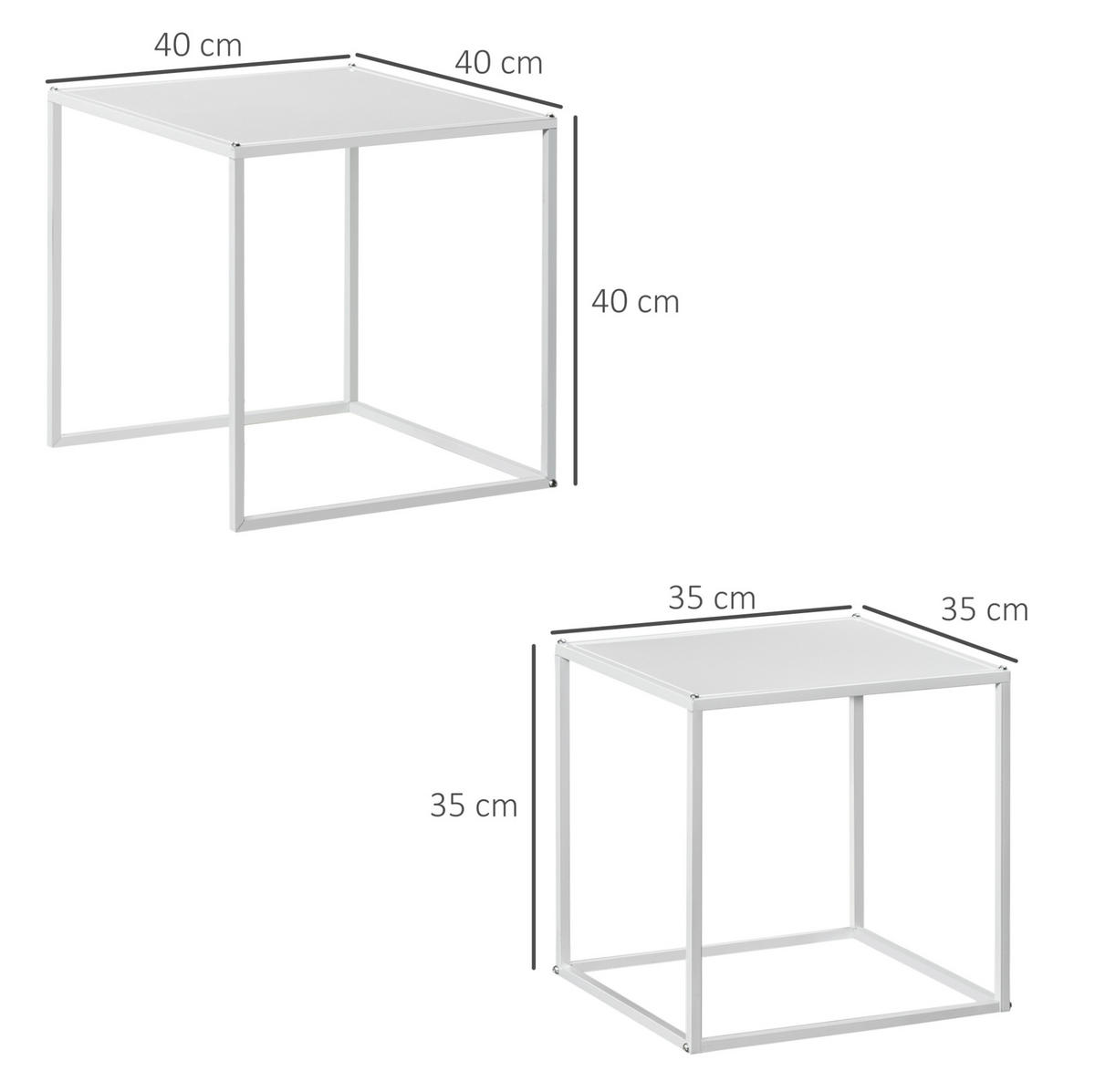 COUCHTISCH-SET aus Stahl 40x40x40 cm & 35x35x35 cm Weiß, 2-teilig - Weiß, Metall (40/40/40cm) - IVMEU