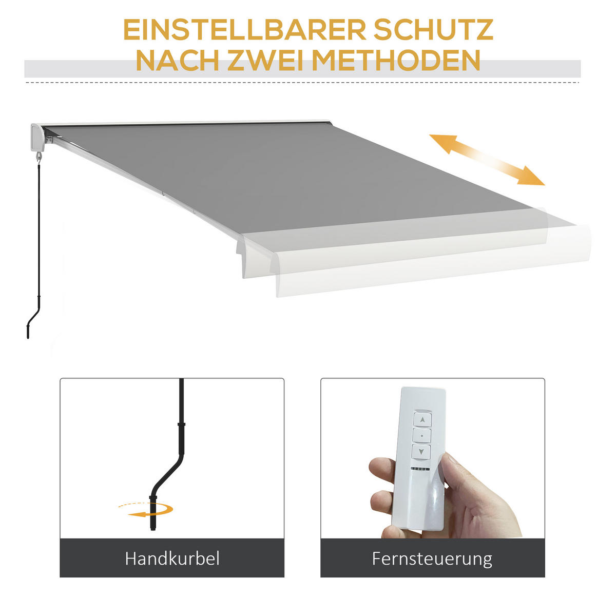 GELENKARMMARKISE Alu Hellgrau - Hellgrau, Kunststoff/Metall (250/150/295cm) - Outsunny
