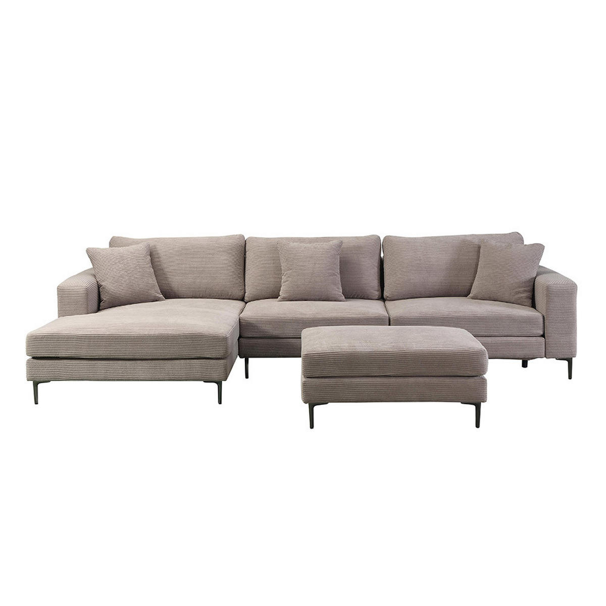 SOFA BELLANO - Beige, L - Links - Beige, Holz/Kunststoff (340/188cm) - Home Deluxe
